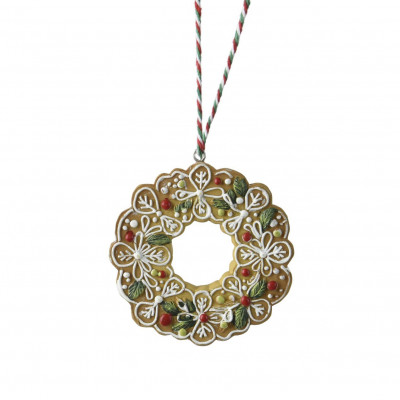 Kaemingk - Pan Di Zenzero - Decorazione albero di natale con Corona pan di zenzero - Colore: Multicolore - SKU: 537874/CORONA