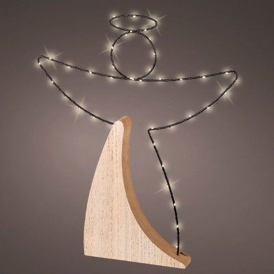  Kaemingk - Decorazione LED angelo grande in legno compensato - Colore: Nero/Bianco - SKU: 487117 