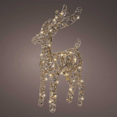 Kaemingk - Decorazione natalizia renna in metallo con micro led - Colore: Oro - SKU: 489653 