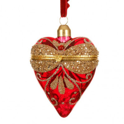  Kaemingk - Decorazione per albero di natale cuore in vetro - Colore: Bordeaux - SKU: 071175/BORDEAUX 