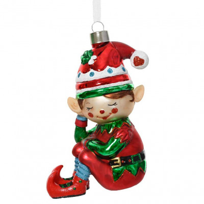  Kaemingk - Decorazione per albero di natale elfo femmina in vetro - SKU: 129653/F 