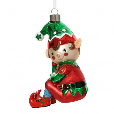  Kaemingk - Decorazione per albero di natale elfo maschio in vetro - Colore: Multicolore - SKU: 129653/M 