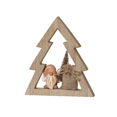  Kaemingk - Decorazione per albero di natale gnomo con albero in legno - Colore: Marrone Chiaro - SKU: 537679/ALBERO 