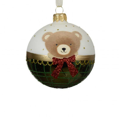  Kaemingk - Decorazione per albero di natale orsetto in vetro - Colore: Verde - SKU: 053195/VERDE 