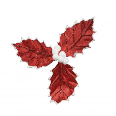  Kaemingk - Decorazione per albero di natale pungitopo in velluto - Colore: Rosso - SKU: 708726/ROSSO 