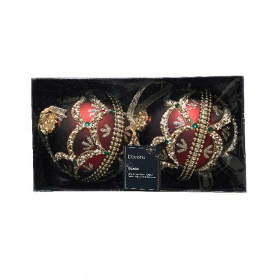  Kaemingk - Decorazione per albero di natale set 2 palline in vetro d.10 - Colore: Bordeaux - SKU: 070021/BORDEAUX 