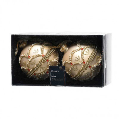  Kaemingk - Decorazione per albero di natale set 2 palline in vetro d.10 - Colore: Oro - SKU: 070021/ORO 