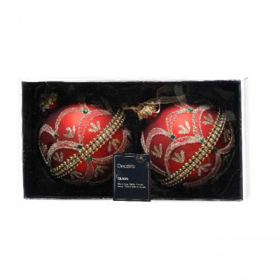  Kaemingk - Decorazione per albero di natale set 2 palline in vetro d.10 - Colore: Rosso - SKU: 070021/ROSSO 