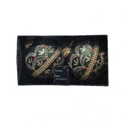  Kaemingk - Decorazione per albero di natale set 2 palline in vetro d.10 - Colore: Verde - SKU: 070021/VERDE 