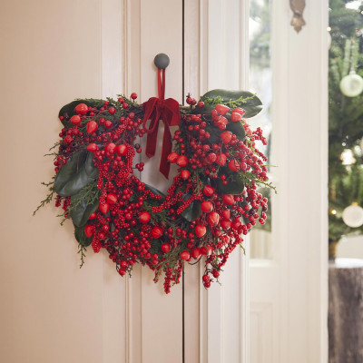 Kaemingk - Bacche - Decorazione per porte con ghirlanda con bacche rosse - Colore: Verde/Rosso - SKU: 681382