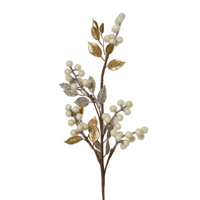  Kaemingk - Fiore articiale con rametto con bacche - Colore: Bianco - SKU: 398503 