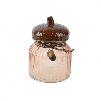  Kaemingk - Giara piccola in vetro con forma di ghianda - Colore: Marrone - SKU: 524115 