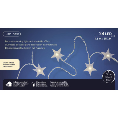  Kaemingk - Luci led a forma di stella per albero di natale con 8 funzioni 4.5mt - SKU: 495144 