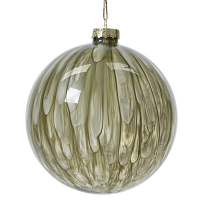 Kaemingk - Pallina di natale in vetro dipinta a mano - Colore: Verde Oliva - SKU: 070946