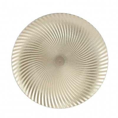  Kaemingk - Piatto decorativo rotondo con motivo metallico a spirale - Colore: Champagne - SKU: 393844 