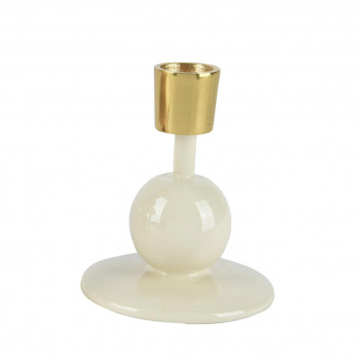  Kaemingk - Portacandele basso in ferro con sfere rotonde - Colore: Bianco - SKU: 524143/BIANCO 