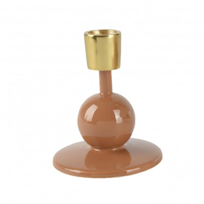  Kaemingk - Portacandele basso in ferro con sfere rotonde - Colore: Caramello - SKU: 524143/CARAMELLO 