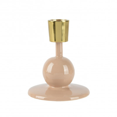  Kaemingk - Portacandele basso in ferro con sfere rotonde - Colore: Pesca - SKU: 524143/PESCA 