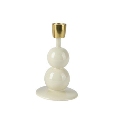  Kaemingk - Portacandele in ferro con sfere rotonde - Colore: Bianco - SKU: 524142/BIANCO 