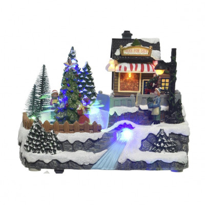 Kaemingk - Scenario natalizio con albero di natale con led, movimento e musica - Colore: Multicolore - SKU: 481369/ALBERONATALE