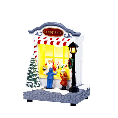 Kaemingk - Scenario natalizio con negozio di caramelle illuminato con led - Colore: Multicolore - SKU: 489116/CANDY