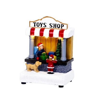 Kaemingk - Scenario natalizio con negozio di giocattoli illuminato con led - Colore: Multicolore - SKU: 489116/TOYS
