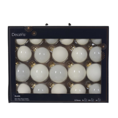  Kaemingk - Set 21 pezzi Palline di natale in vetro trasparente d.7cm - Colore: Bianco - SKU: 149178 