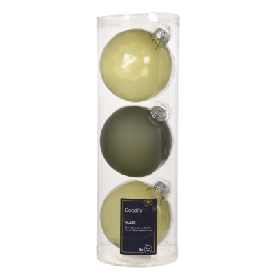  Kaemingk - Set 3 pezzi Palline di natale in vetro trasparente d.10cm - Colore: Grigio Fumè - SKU: 142024 