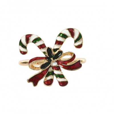  Kaemingk - Set di 2 anelli porta tovaglioli in lega darata con bastoncini di zucchero - Colore: Multicolore - SKU: 709495/ZUCCHERO 