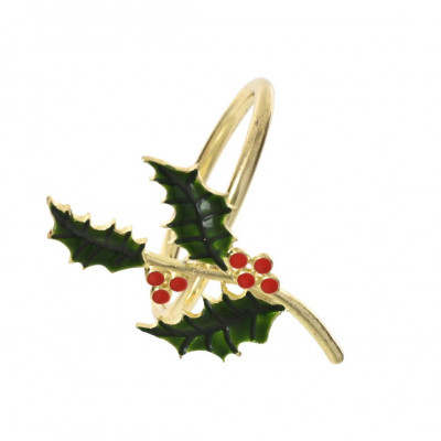  Kaemingk - Set di 2 anelli porta tovaglioli in lega darata con vischio - Colore: Multicolore - SKU: 709495/VISCHIO 