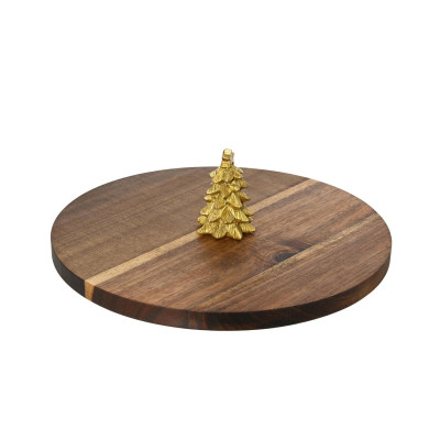  Kaemingk - Tagliere rotondo in legno con albero di natale al centro - Colore: Legno - SKU: 708403 