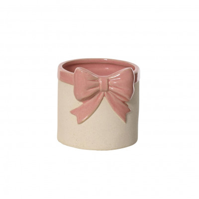  Kaemingk - Vaso fioriera piccola in dolomite con fiocco - Colore: Rosa - SKU: 635081-P/ROSA 
