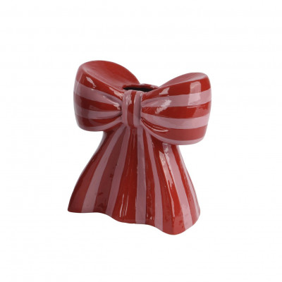  Kaemingk - Vaso in porcellana smaltata con fiocco e dipinto a mano - Colore: Rosa - SKU: 607342/ROSA 