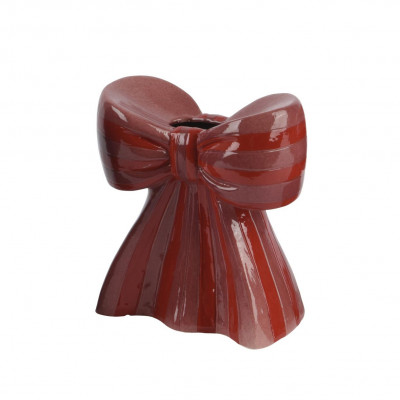  Kaemingk - Vaso in porcellana smaltata con fiocco e dipinto a mano - Colore: Rosso - SKU: 607342/ROSSO 