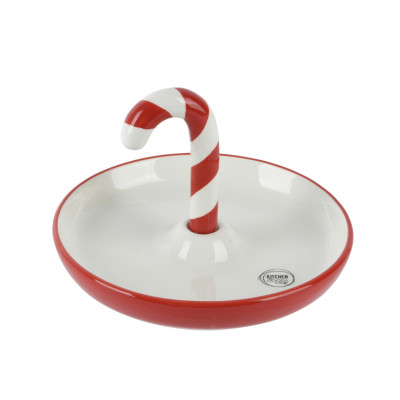  Kaemingk - Vassoio piccolo tondo con bastoncino di zucchero - Colore: Rosso/Bianco - SKU: 463374 
