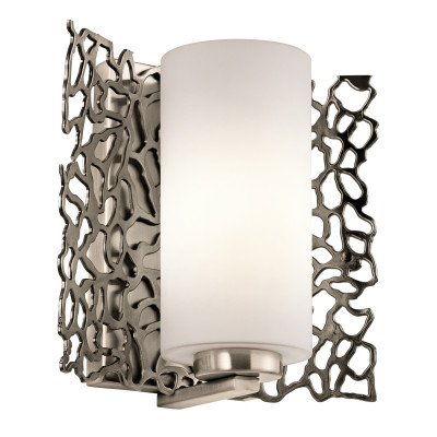 Kichler - Silver Coral - Applique da parete con diffusore in vetro a 1 luce dal design moderno - Colore: Satinato - 1 Lampadina E27 100W - IP20 - SKU: KL-SILVER-CORAL1