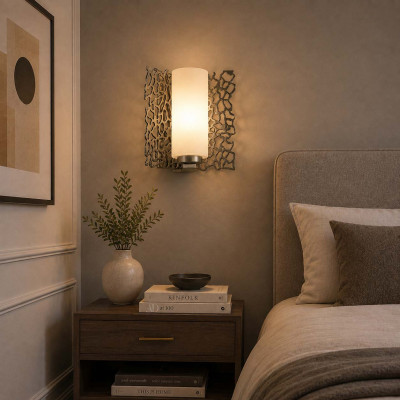 Kichler Silver Coral Applique da parete con diffusore in vetro a 1 luce dal design moderno Colore: Satinato