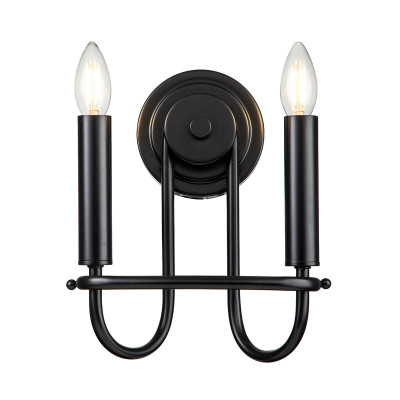 Kichler - Capitol Hill - Applique da parete in acciaio in stile moderno con 2 lampadine - Colore: Nero - 2 Lampadine - E14 - 40W - IP20 - SKU: KL-CAPITOL-HILL2-BLK
