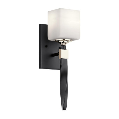 Kichler - Marette - Applique per bagno con struttura in acciaio e diffusore in vetro opalino - Colore: Nero - 1 Lampadina - G9 - 3W - IP44 - SKU: KL-MARETTE1-BK