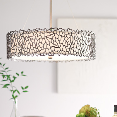 Kichler - Silver Coral - Lampada a sospensione con diffusore in vetro a 4 luci dal design moderno - Colore: Satinato - 4 Lampadine E27 100W - IP20 - SKU: KL-SILVER-CORAL-P-B