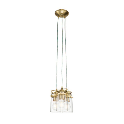 Kichler - Brinley - Lampada a sospensione in acciaio con 3 diffusori in vetro dal design industrial - 3 Lampadine E27 60W - IP20 - SKU: KL-BRINLEY3