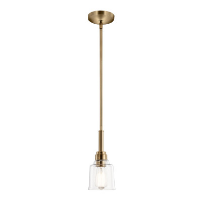 Kichler - Aivian - Lampada a sospensione in acciaio con diffusore in vetro dalle linee eleganti - Colore: Ottone - 1 Lampadina E27 60W - IP20 - SKU: KL-AIVIAN-P-WBR