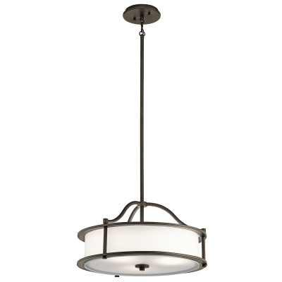 Kichler - Emory - Lampada a sospensione in acciaio diffusore in vetro a 3 luci dal design moderno - Colore: Bronzo - 3 Lampadine - E27 - 100W - IP20 - SKU: KL-EMORY-P-S-OZ