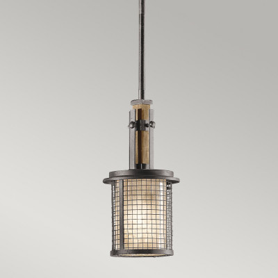 Kichler - Ahrendale - Lampada a sospensione in metallo con 1 diffusore in vetro dal design rustico - Colore: Ruggine - 1 Lampadina E27 100W - IP20 - SKU: KL-AHRENDALE-MP