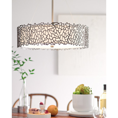 Kichler - Silver Coral - Lampada a sospensione media con diffusore in vetro a 3 luci dal design moderno - Colore: Satinato - 3 Lampadine E27 100W - IP20 - SKU: KL-SILVER-CORAL-P-A