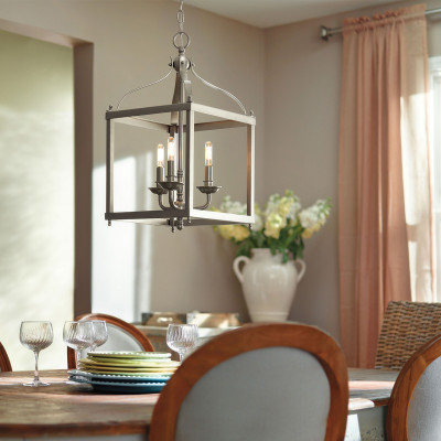 Kichler Larkin Lampadario medio in acciaio con diffusore a 3 luci dal design rustico Colore: Nichel