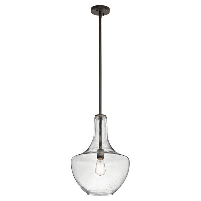 Kichler - Everly - Lampada a sospensione media in acciaio diffusore in vetro dal design moderno - Colore: Bronzo - 1 Lampadina - E27 - 60W - IP20 - SKU: KL-EVERLY-P-M-OZ