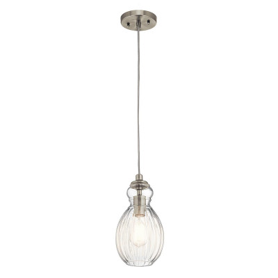 Kichler - Riviera - Lampada a sospensione moderna in acciaio con diffusore in vetro - Colore: Nichel - 1 Lampadina E27 60W - IP20 - SKU: KL-RIVIERA-P-C