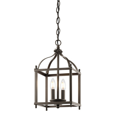 Kichler - Larkin - Lampadario piccolo in acciaio diffusore a 3 luci dal design rustico - 2 Lampadine E14 60W - IP20 - SKU: KL-LARKIN-P-S