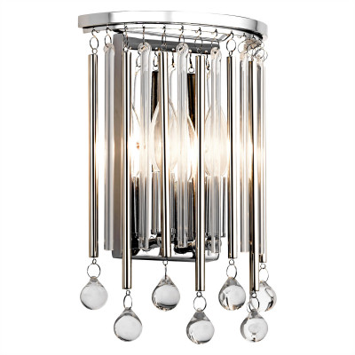 Kichler - Piper - Lampada da parete a 2 luci con struttura in acciaio e pendenti in cristallo - Colore: Cromato - 2 Lampadine E14 60W - IP20 - SKU: KL-PIPER2-PC